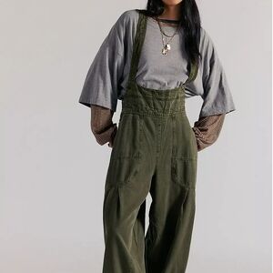 Free People Olive Green Women's Overalls